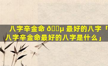 八字辛金命 🐵 最好的八字「八字辛金命最好的八字是什么」